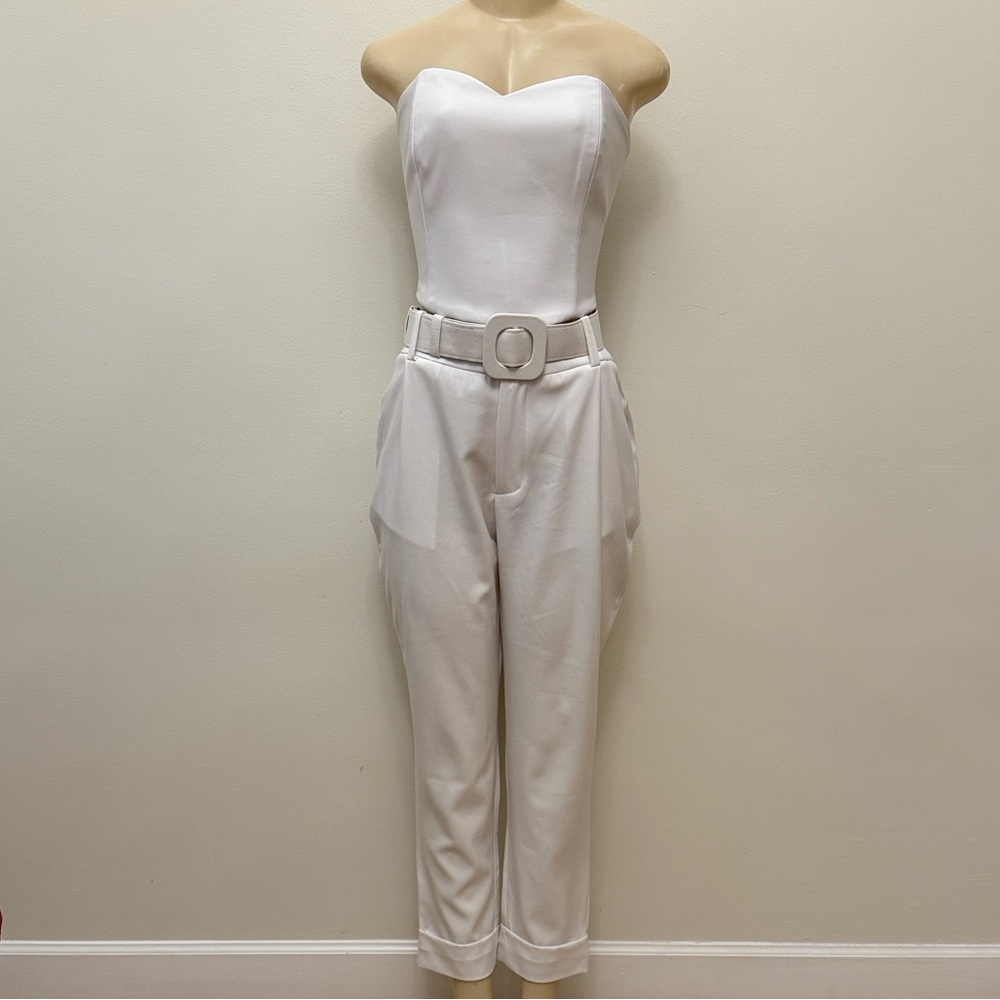 Debora Carvalho Women’s Two-Piece White Strapless Top & Pants Set Size 42 8-10